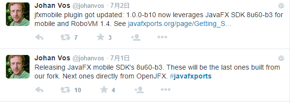 《JavaFX on mobile近期消息》